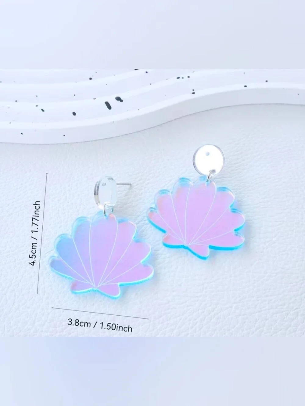 $8 Each Or Bundle 5/$20 Iridescent Pink & Blue Holographic Shell Drop Earrings